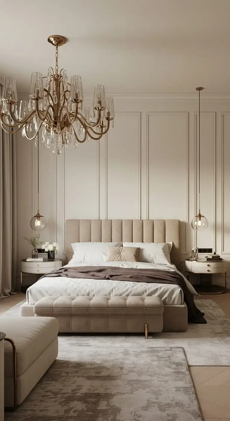 17 Bright & Stylish Modern Italian Bedroom Ideas 6 4. Statement Lighting Fixtures