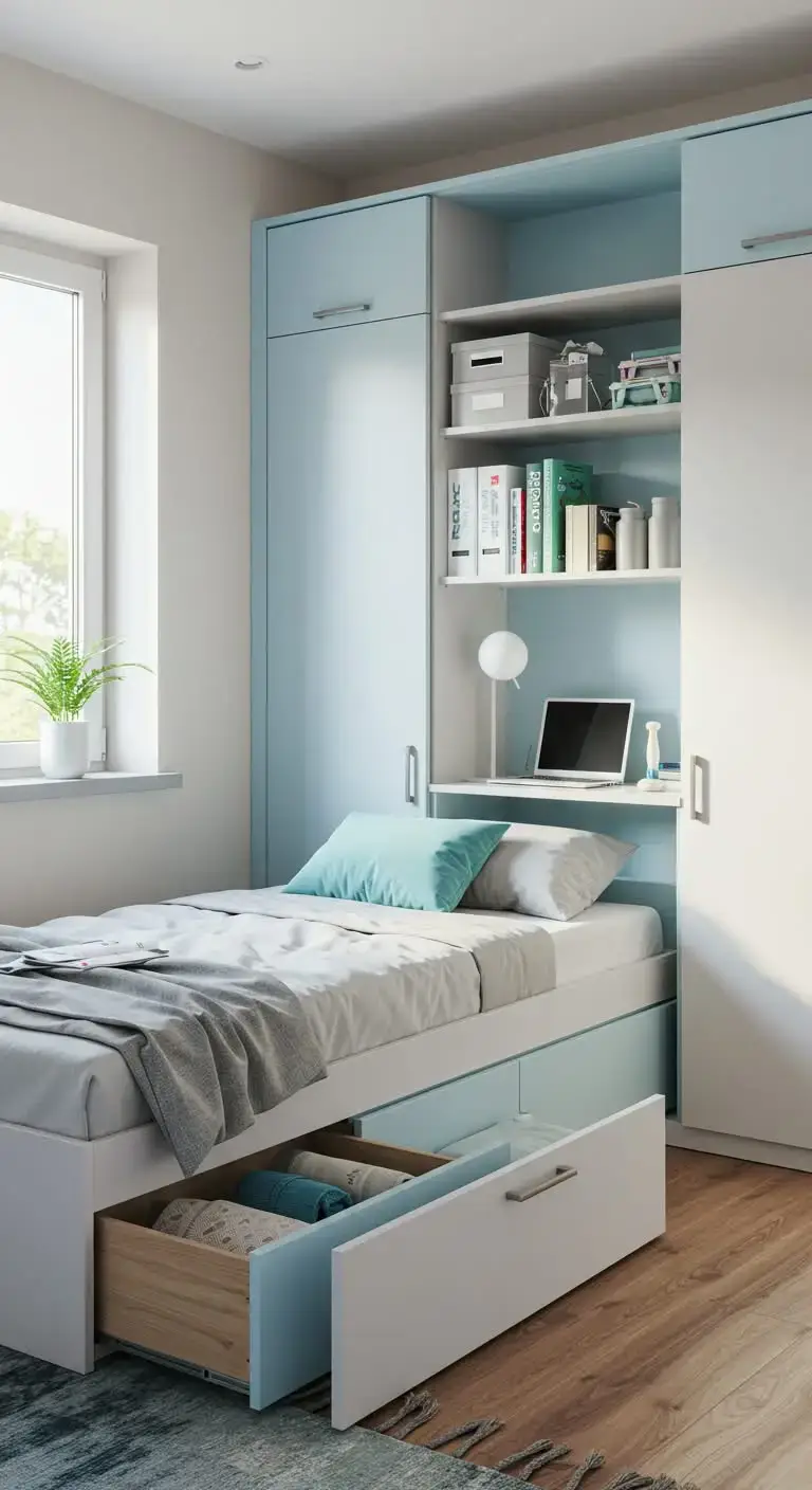 17 Small Bedroom Storage Ideas That Are Simple and Stylish 6 4. Use Multi-Functional Furniture