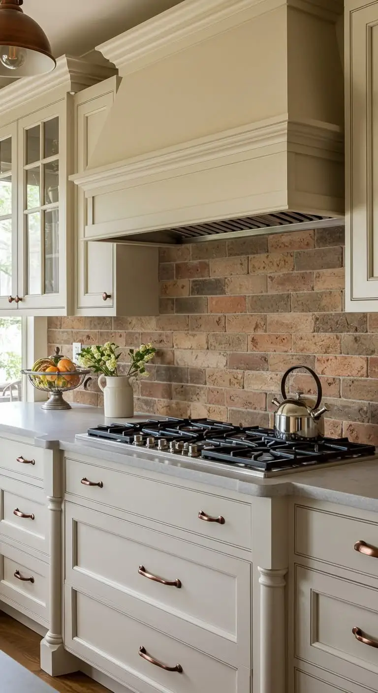 13 Stunning Kitchen Backsplash Ideas for White Cabinets 8 5. Brick Backsplash for a Rustic Charm