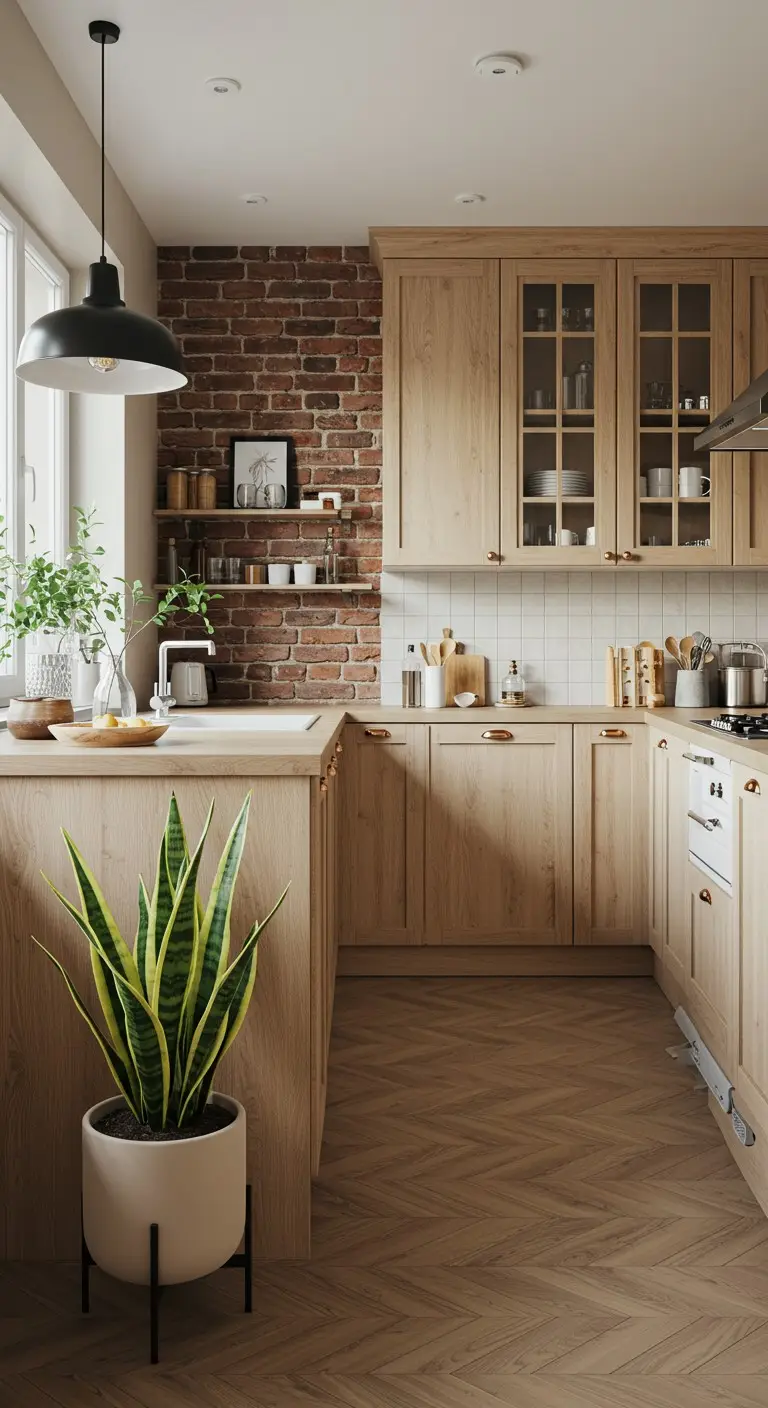 11 Earthy Kitchen Ideas to Warm Up Your Home 7 5. Bring in Greenery and Indoor Plants