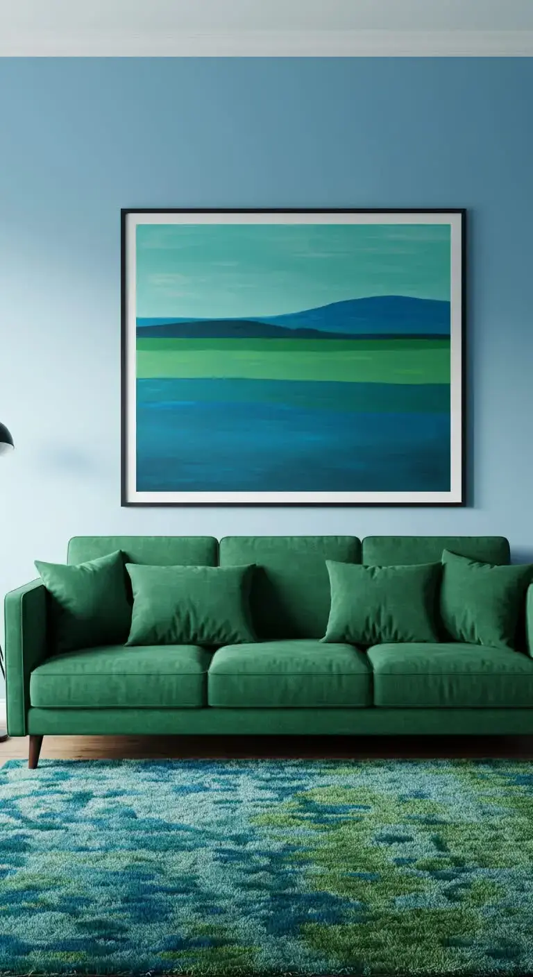 Blue and Green Living Room Ideas: 23 Stylish Looks 8 5. Choosing the Right Wall Art