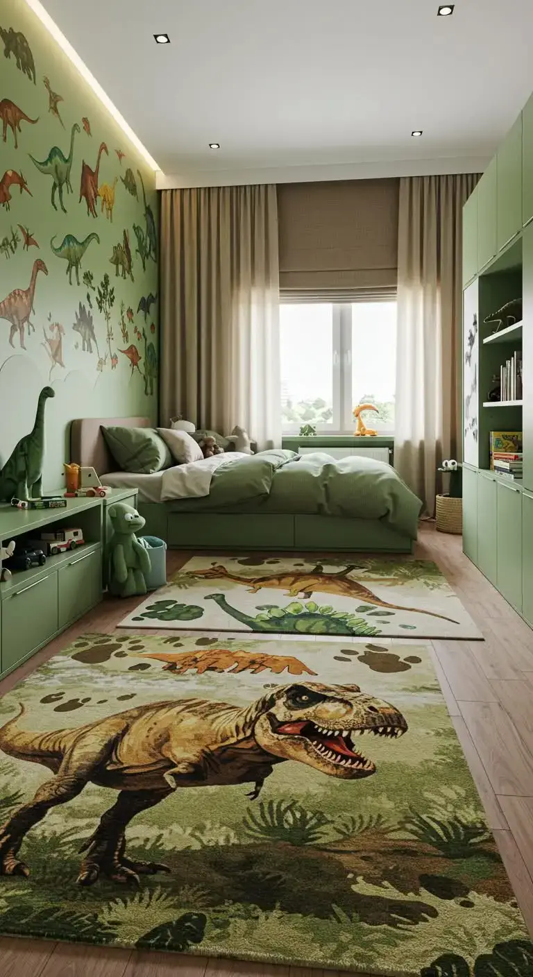 21 Dinosaur Bedroom Ideas For Boy Toddlers You’ll Love 7 5. Dinosaur-Themed Rugs
