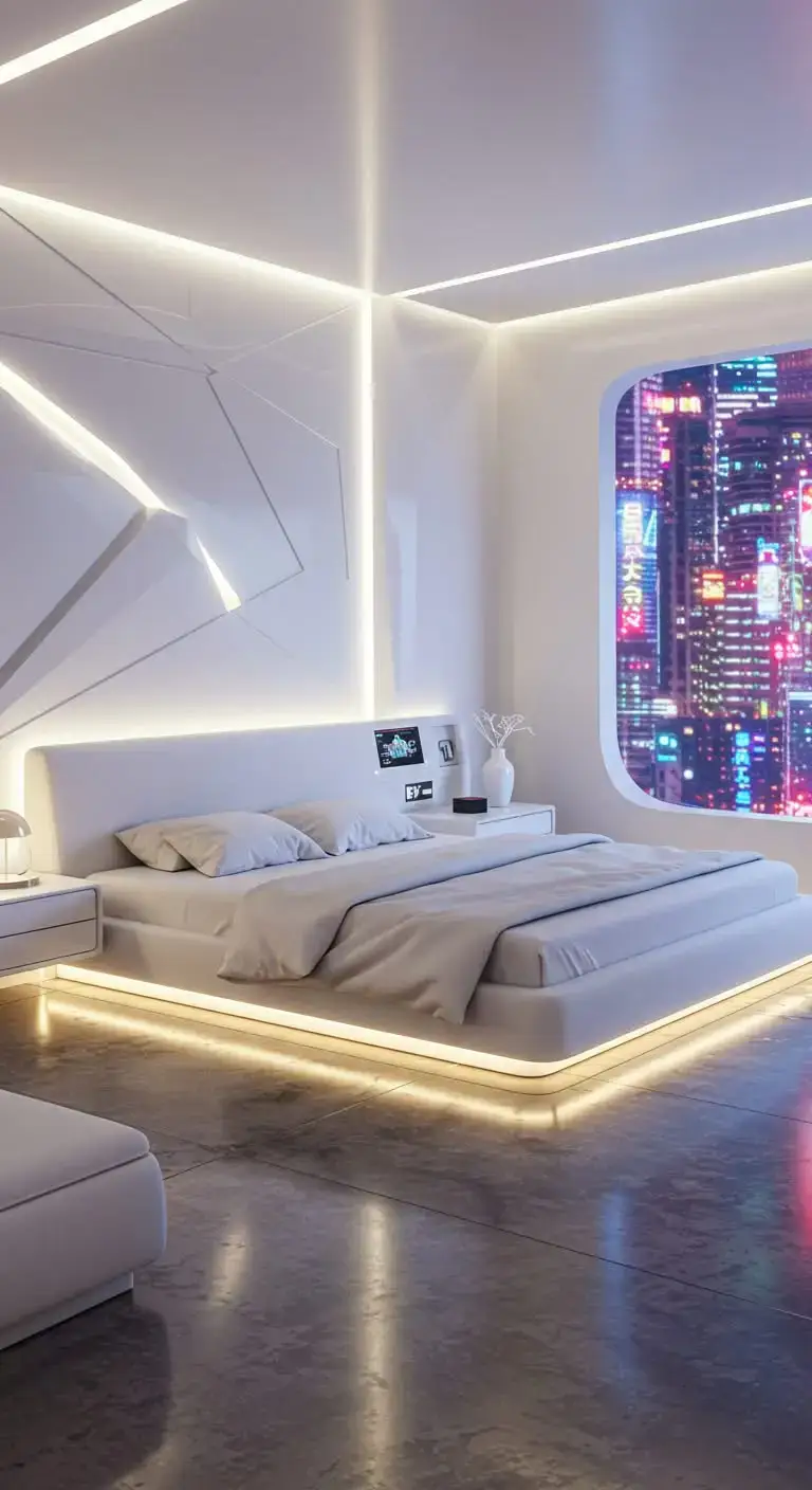 19 Bedroom Interior Ideas That Feel Warm & Inviting 7 5. Futuristic Aesthetic
