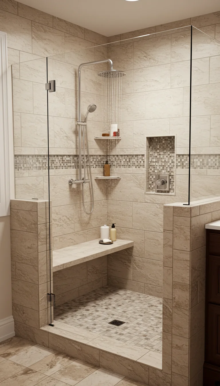 12 Half Wall Shower Ideas for a Bright & Chic Bathroom 7 Half Wall with a Built-In Bench