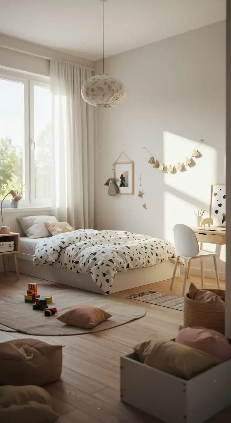 23 Creative Kids Bedroom Ideas for a Fun Space 7 5. Minimalistic Scandinavian Vibes