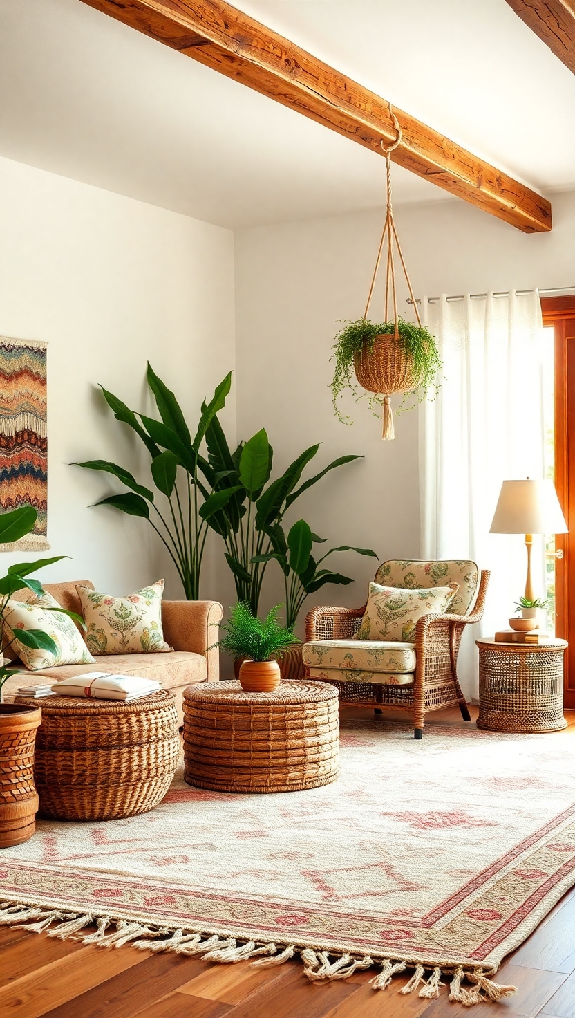 25 Boho Living Room Ideas to Transform Your Space 6 Mix and Match Patterns