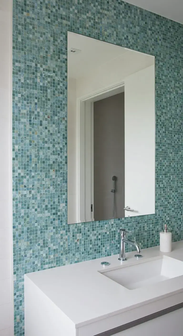 13 Creative Bathroom Backsplash Ideas Behind Mirror for a Stylish Touch 7 5. Mosaic Tile Backsplash