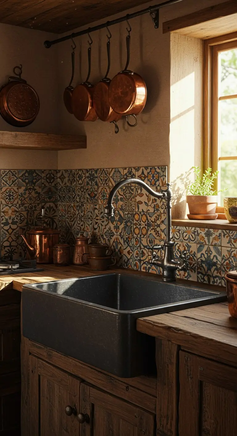 16 Bohemian Kitchen Sink Inspirations to Try 7 5. Patterned Tile Backsplashes