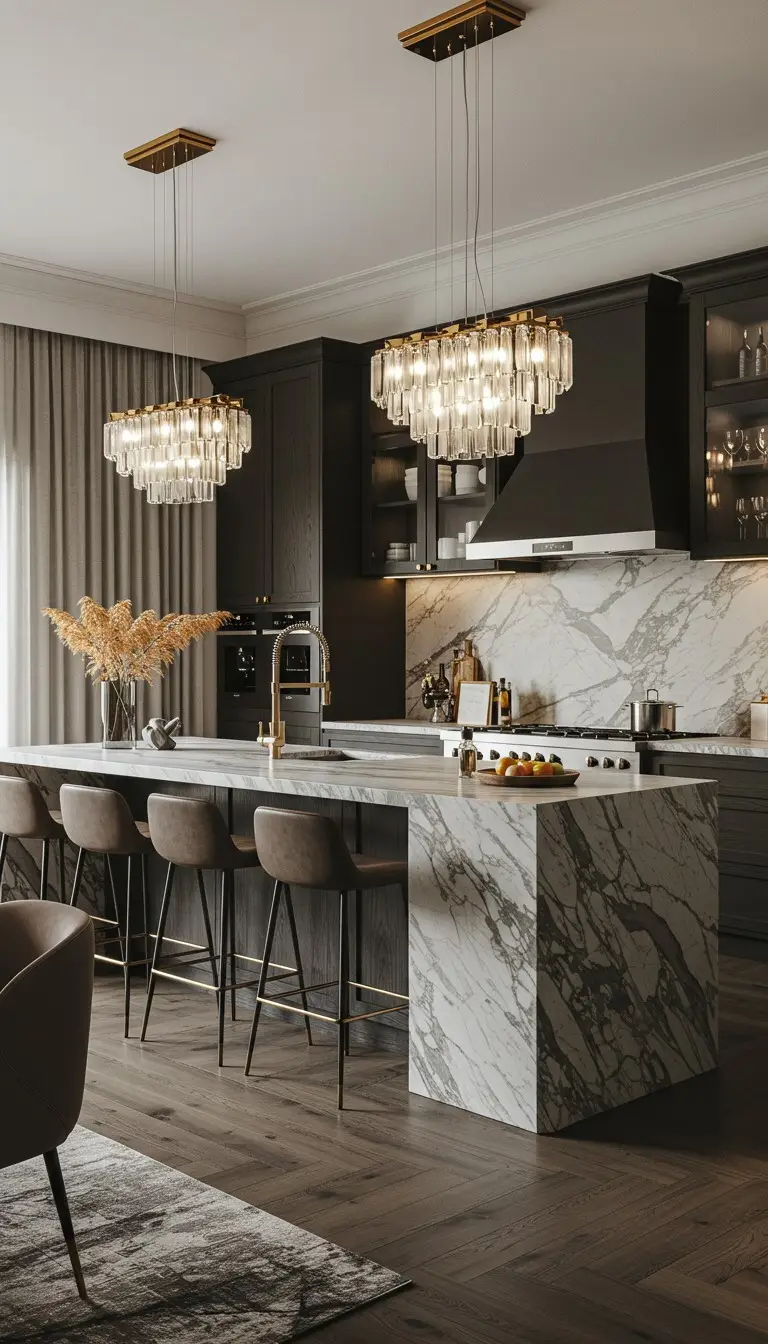 13 Fancy Kitchen Design Ideas That Wow Your Guests 7 5. Statement Lighting Fixtures