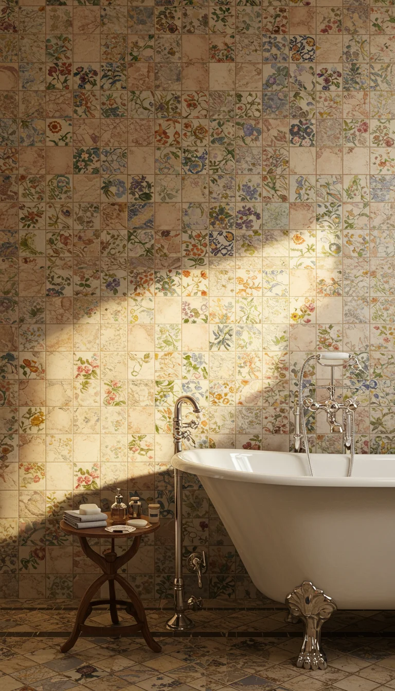 11 Stunning Bathroom Tile Ideas for a Stylish Makeover 7 5. Vintage Floral Tiles