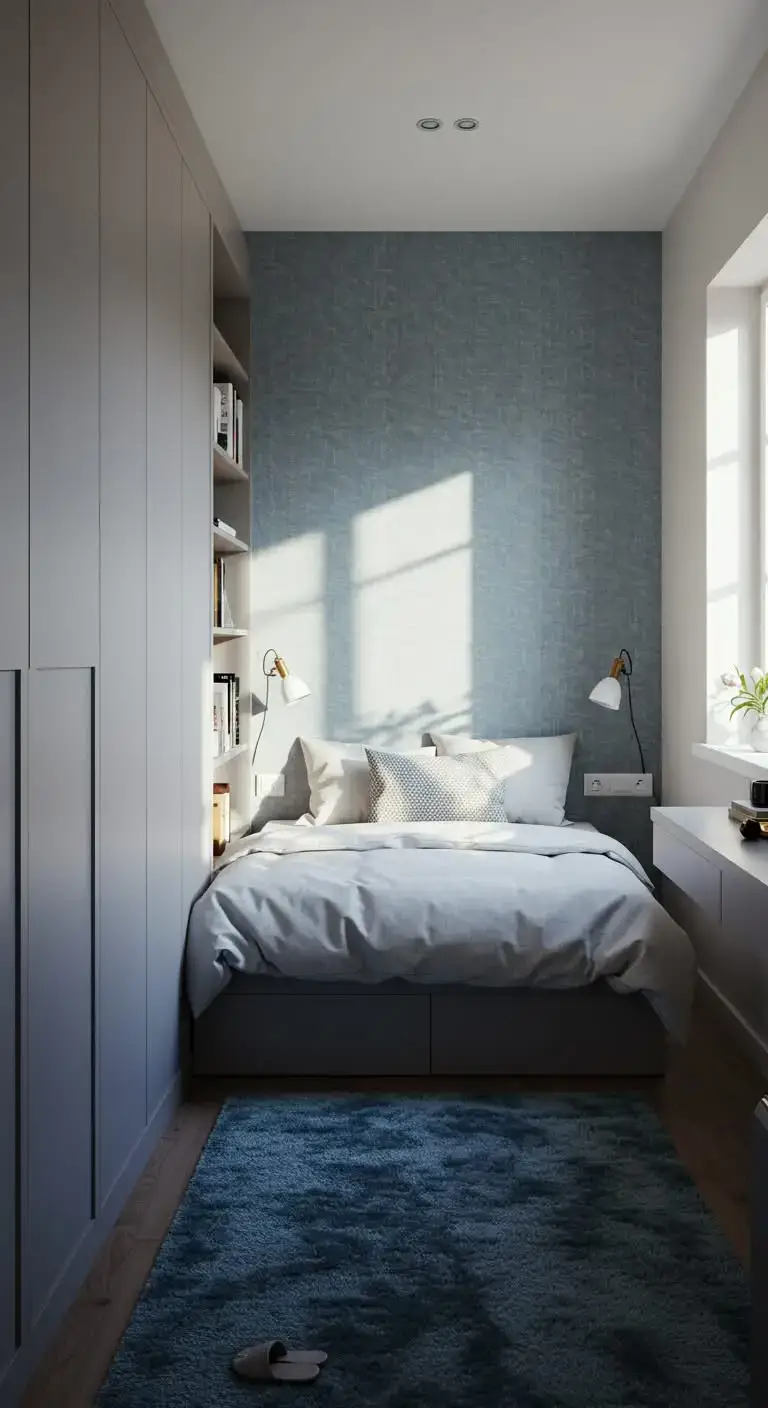 23 Stylish Tiny Bedroom Ideas That Maximize Space 8 6. Add a Statement Wall