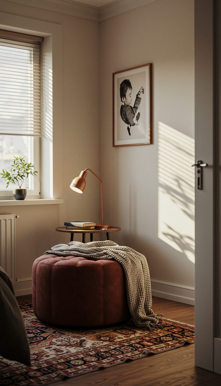 Small Bedroom Sitting Area Ideas: 15 Cozy Inspirations 9 Add a Plush Ottoman