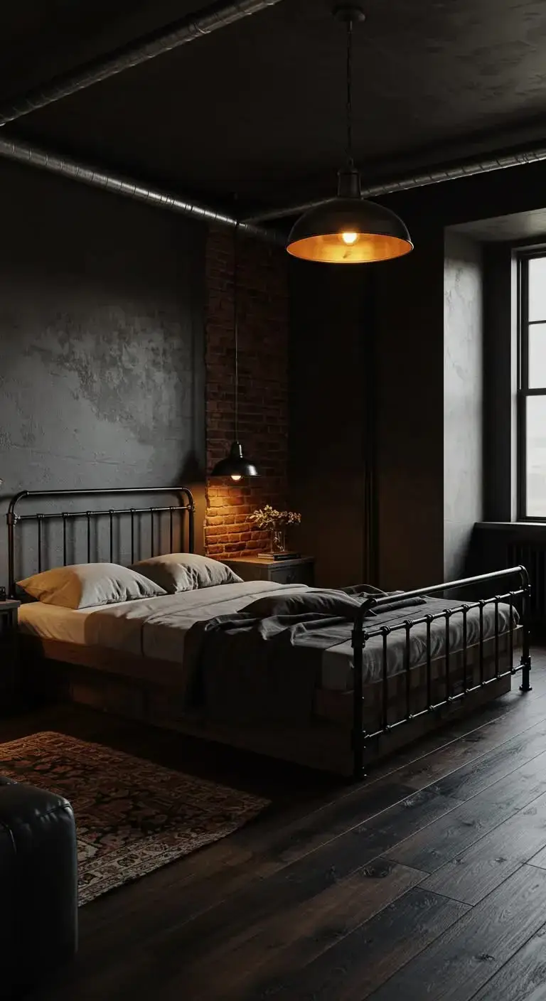 19 Stylish Black and Brown Bedroom Ideas for Any Home 9 6. Black and Brown Industrial Design