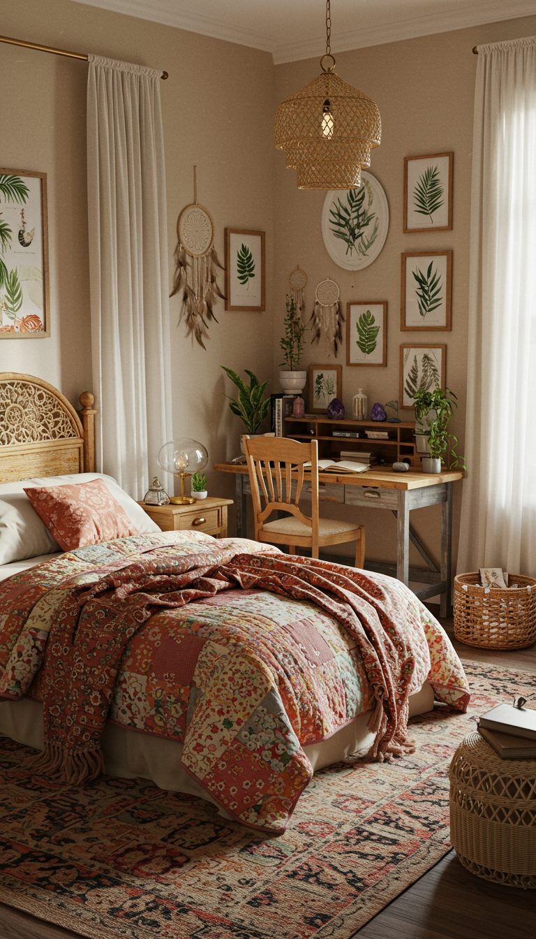 11 Boho Teen Girl Bedrooms for a Dreamy and Cozy Space 8 Boho-Chic Study Corner