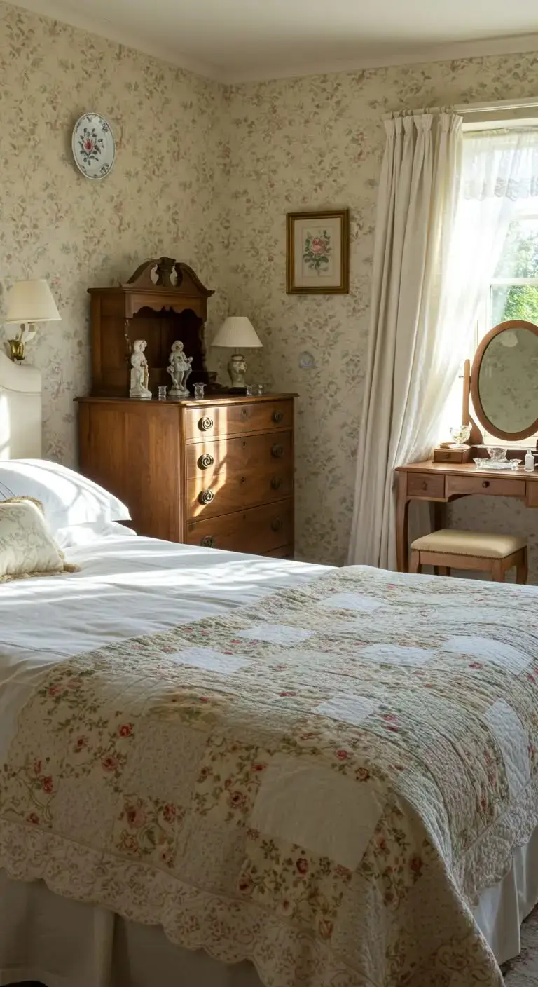 25 Simple English Cottage Bedroom Ideas to Try 9 Classic Wallpaper Designs