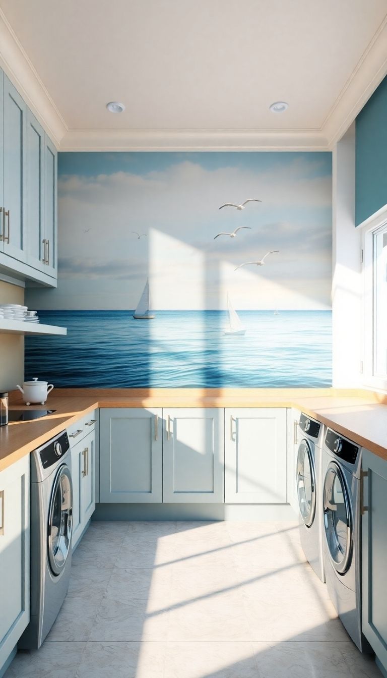 25 Laundry Room Mural Ideas for a Fun & Creative Look 8 Coastal Themes