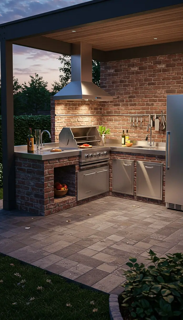 13 Modern Outdoor Kitchen Ideas for Every Backyard 8 6. Compact and Efficient Outdoor Kitchen