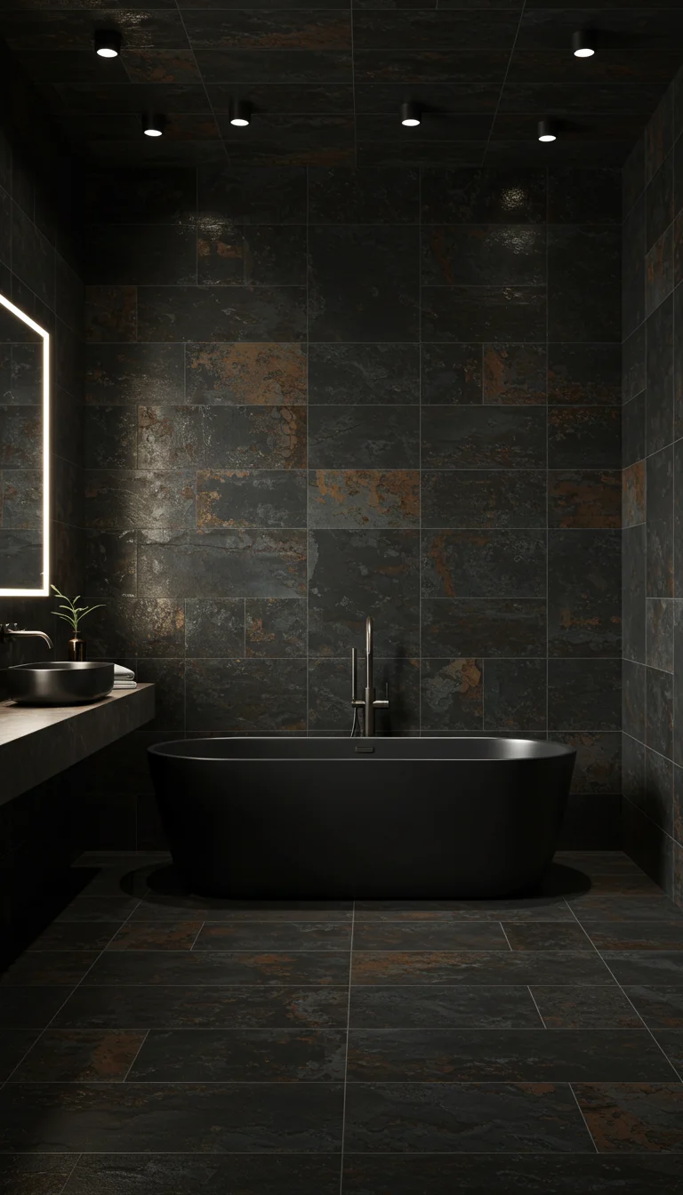 11 Stunning Bathroom Tile Ideas for a Stylish Makeover 8 6. Dark, Moody Tiles for Drama