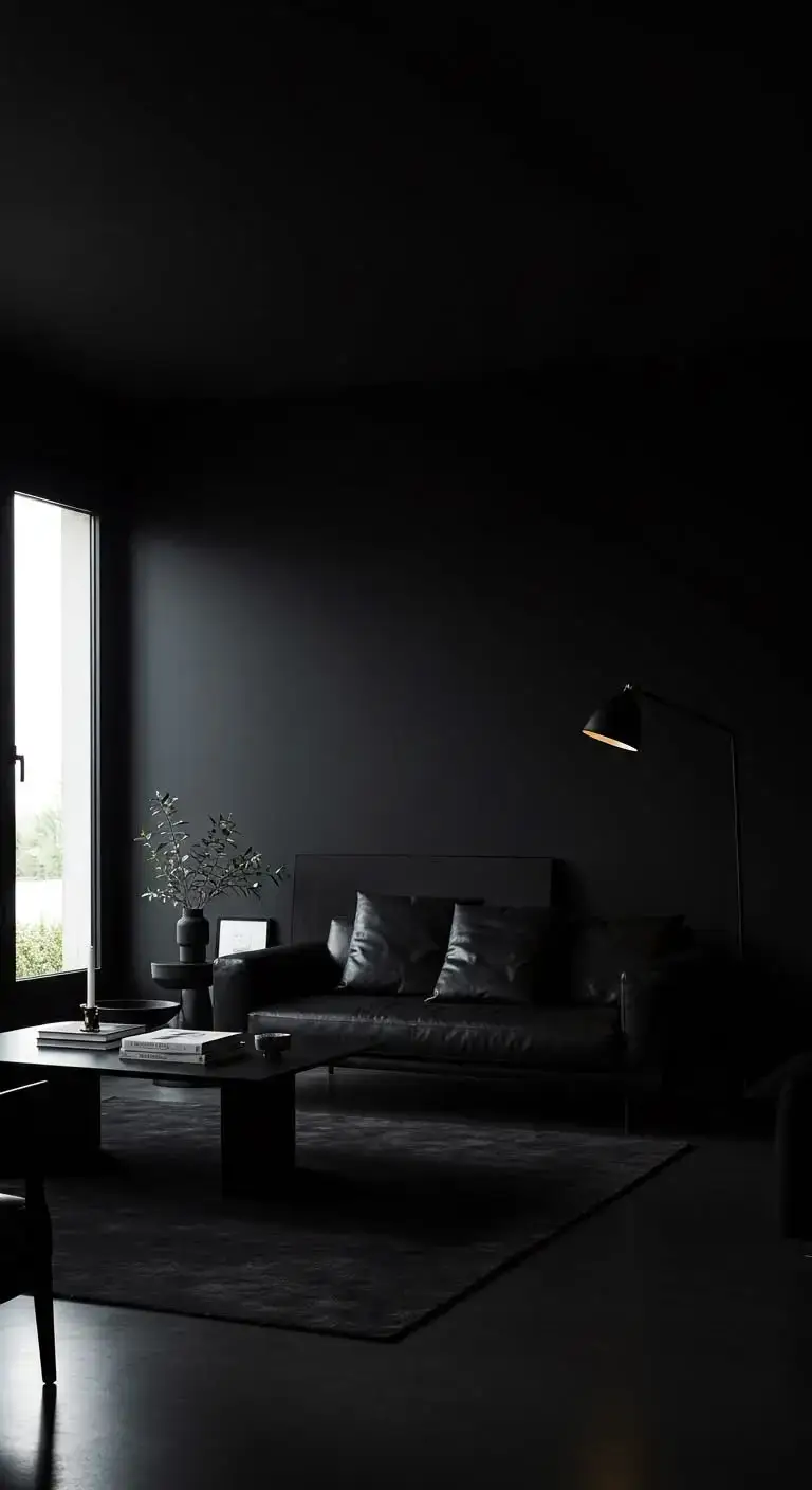 Black Living Room Ideas to Transform Your Space 9 6. Minimalist Black Living Room