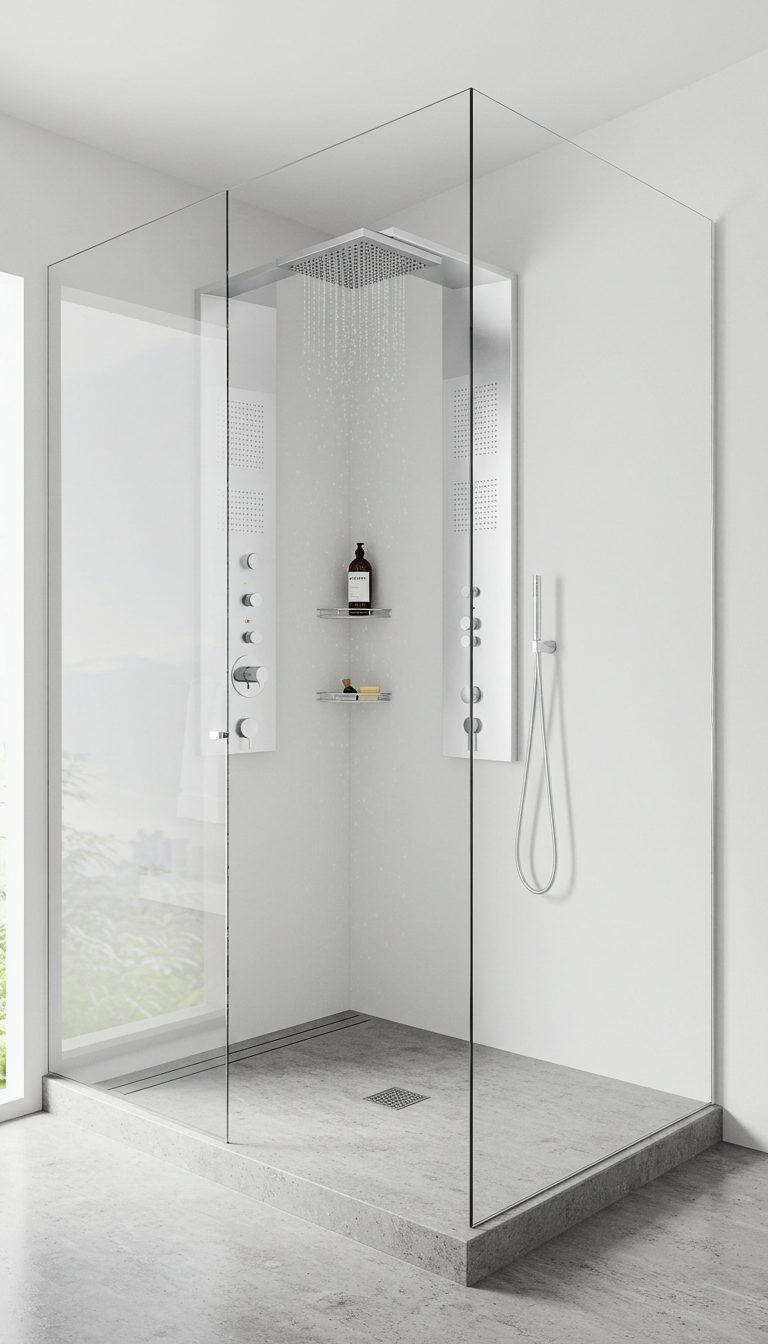 23 Walk In Shower Ideas That Feel Open & Luxurious 8 Modern Minimalist Walk-in Shower