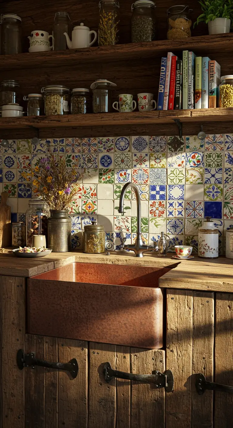 16 Bohemian Kitchen Sink Inspirations to Try 8 6. Reclaimed Wood and Upcycled Elements