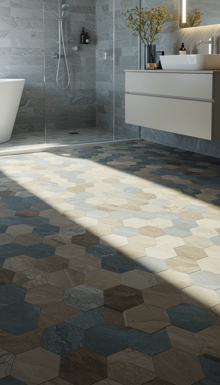 15 Bathroom Floor Ideas That Wow on Any Budget 8 Timeless Hexagon Tiles
