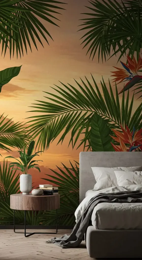 6. Tropical Wallpaper for an Exotic Touch