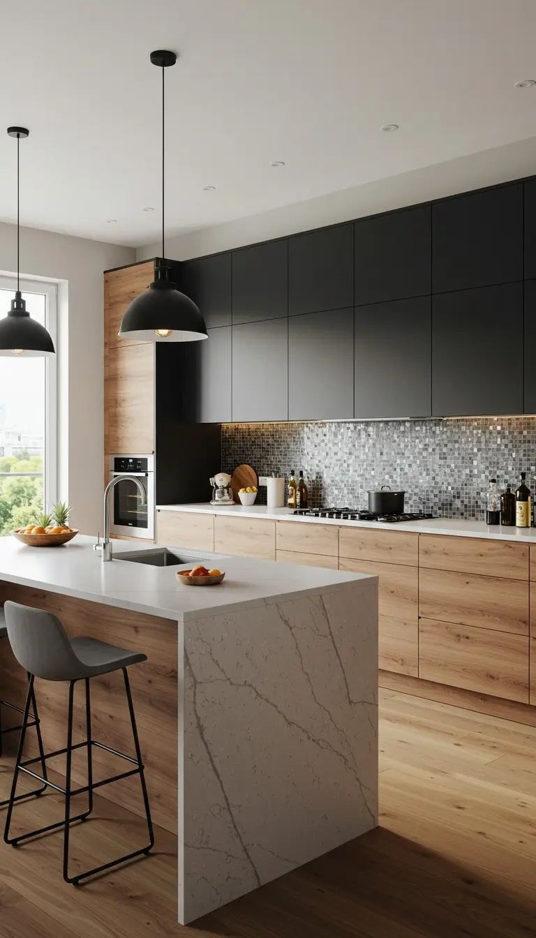 13 Fancy Kitchen Design Ideas That Wow Your Guests 8 6. Two-Toned Cabinets for a Modern Twist