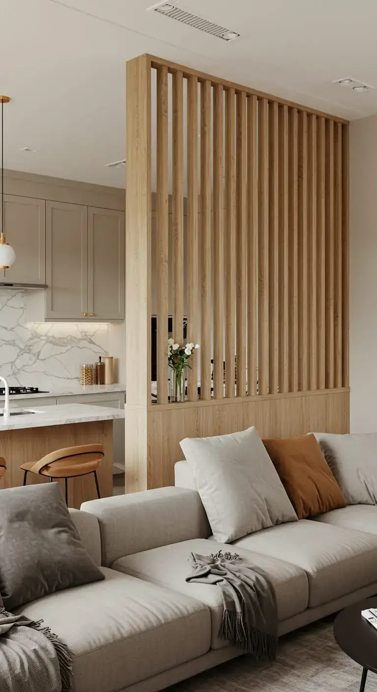 21 Open Kitchen Living Room Ideas for a Bright, Cozy Space 8 6. Use a Partial Wall