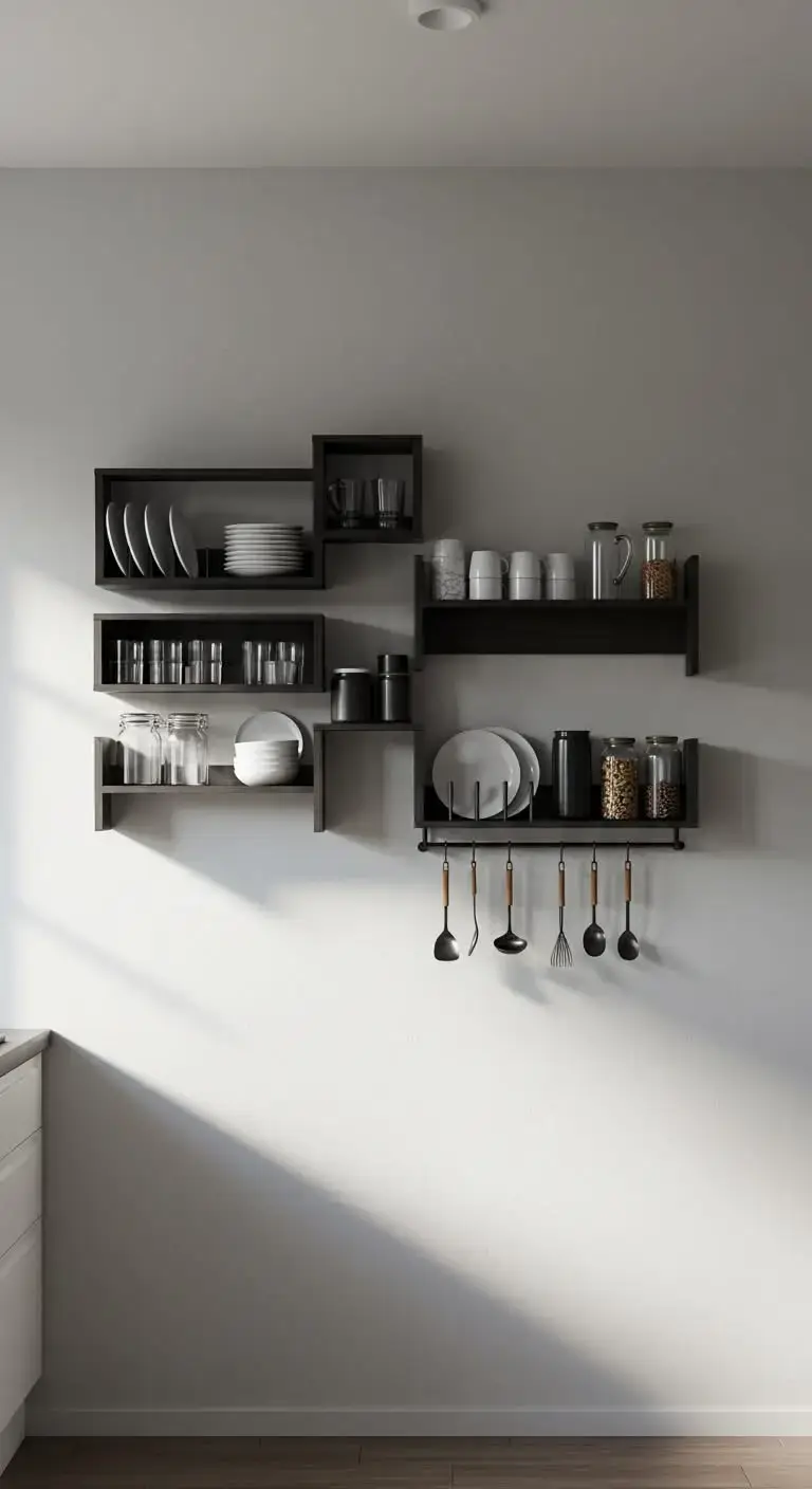 13 Empty Kitchen Wall Ideas Above Sink That Wow 8 6. Use Wall-Mounted Racks