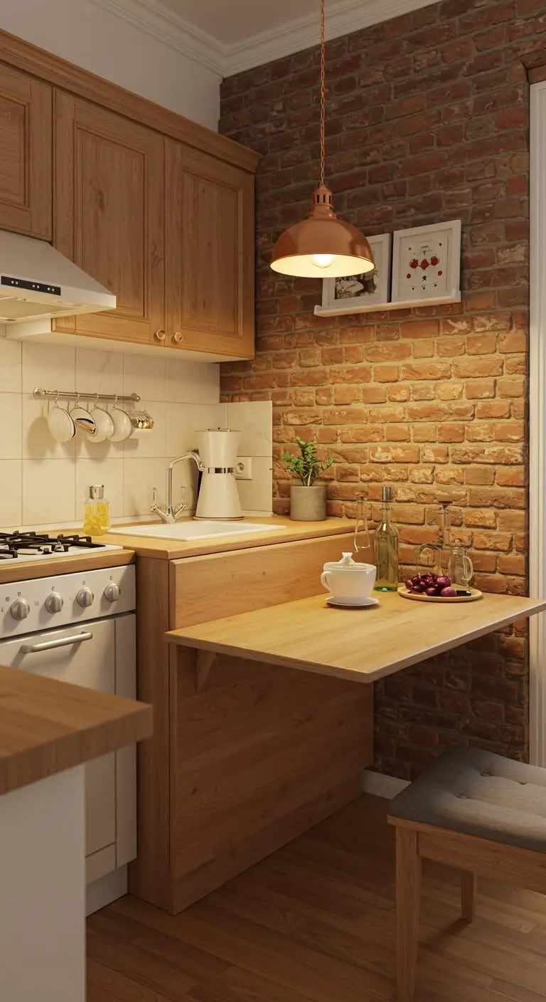 17 Simple & Stunning Small Kitchen Dining Area Ideas 8 6. Wall-Mounted Drop-Leaf Tables