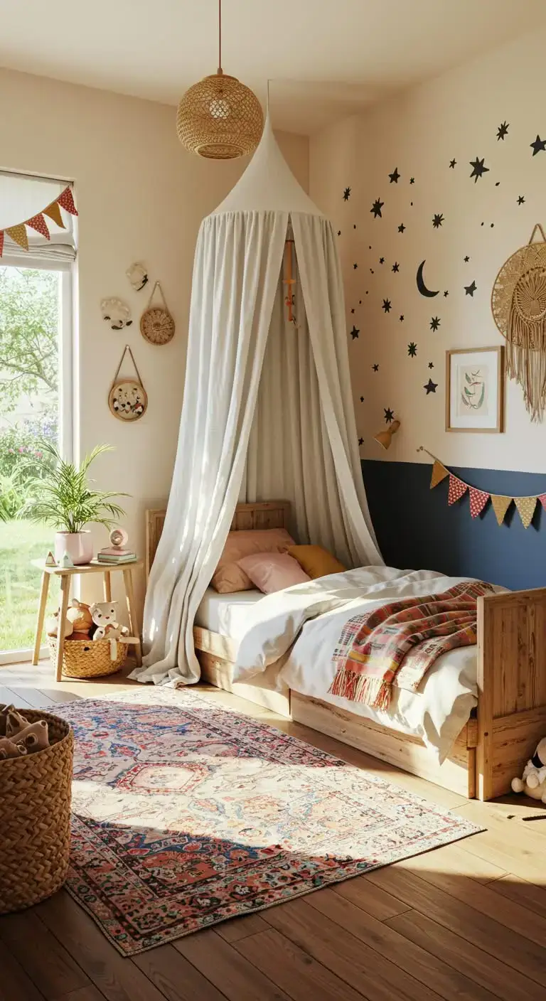 23 Creative Kids Bedroom Ideas for a Fun Space 9 7. Boho Bedroom Bliss
