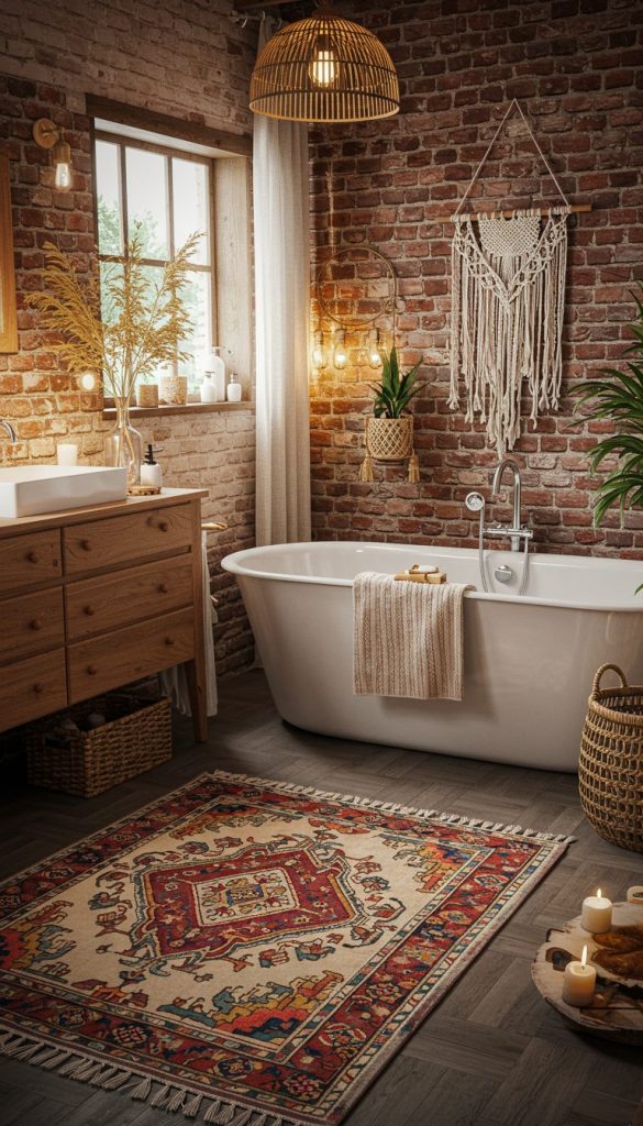 17+ Stunning Boho Bathroom Rug Ideas for a Cozy, Chic Look 7 Boho Kilim Rugs