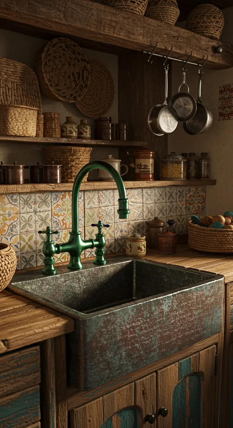 16 Bohemian Kitchen Sink Inspirations to Try 9 7. Bold and Colorful Faucets
