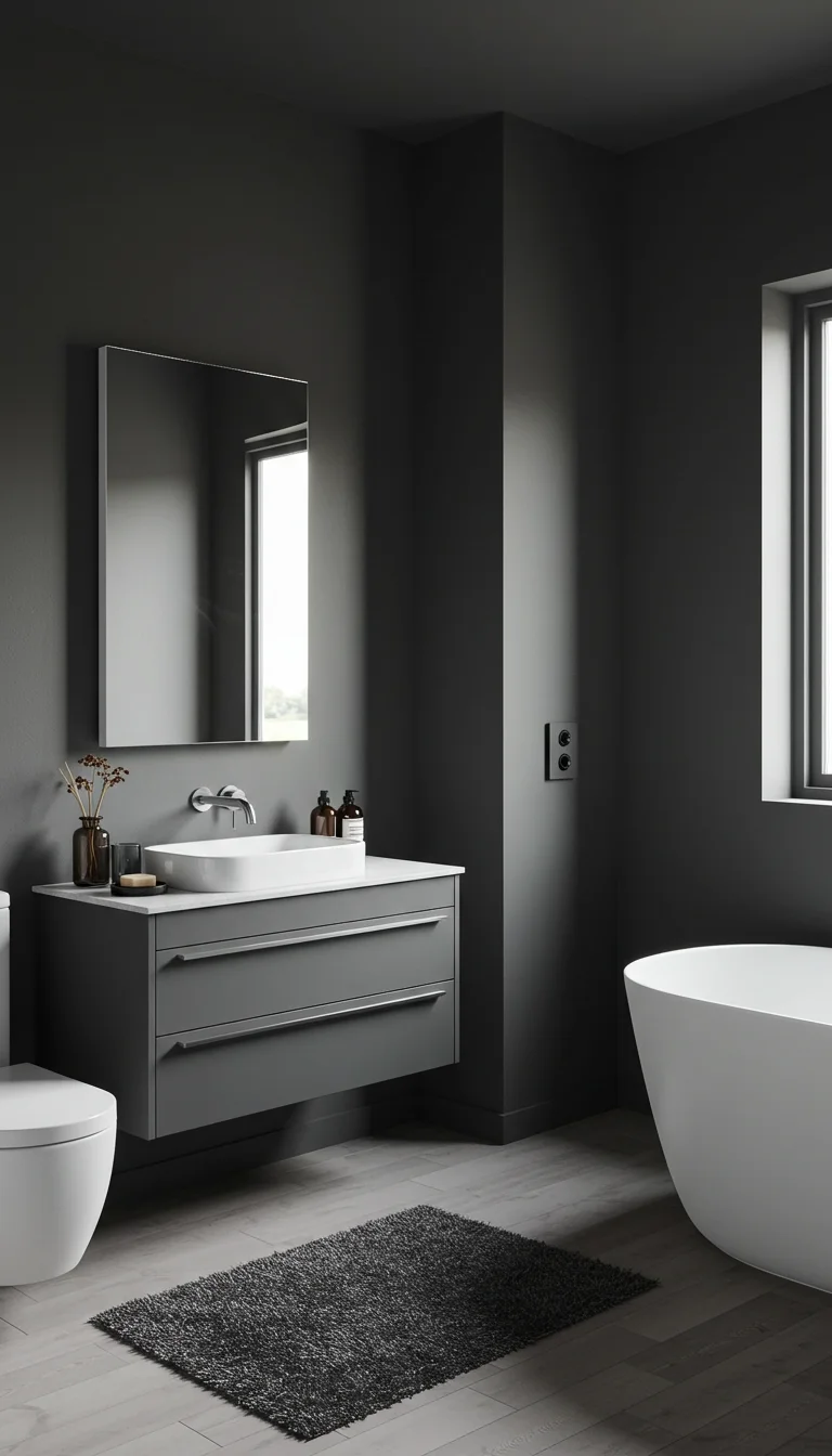 23 Top Bathroom Paint Colors to Refresh Any Space 9 7. Charcoal Gray for a Modern, Sleek Look