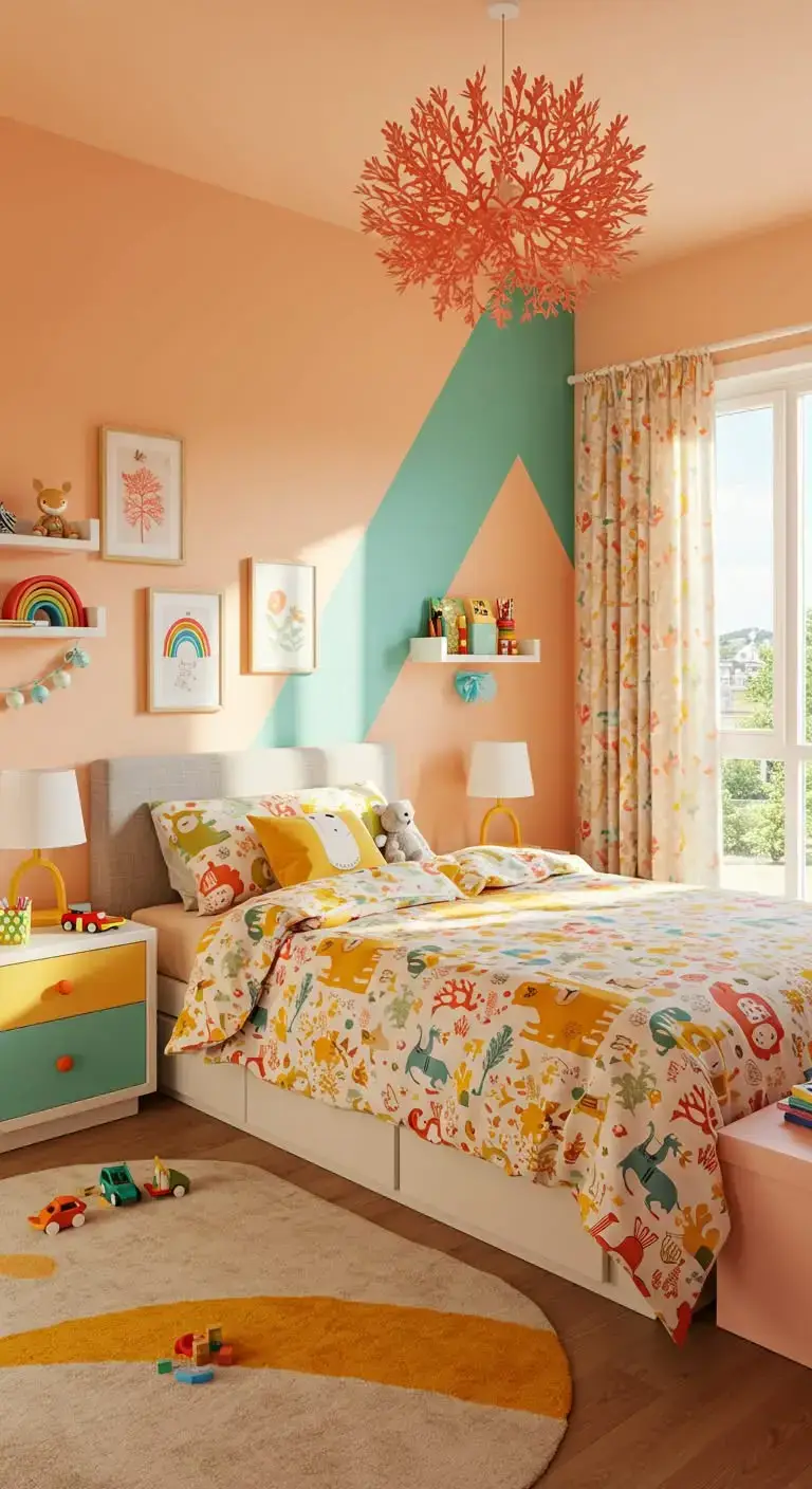 11 Shared Bedroom For Kids Ideas That Shine 10 7. Color & Patterns: Balance & Brighten
