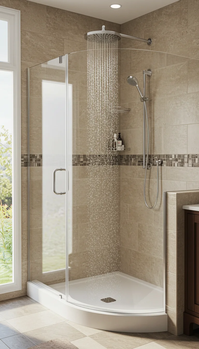 12 Half Wall Shower Ideas for a Bright & Chic Bathroom 9 Curved Half Wall Shower Design