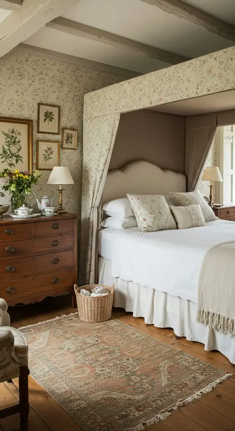 21 Simple Bedroom Decor Ideas on a Budget 9 7. English Cottage Charm
