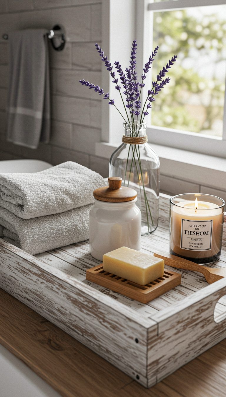 23 Bathroom Tray Decor Ideas for a Clean, Stylish Look 9 Farmhouse Chic