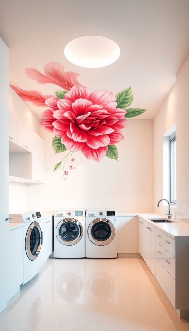 25 Laundry Room Mural Ideas for a Fun & Creative Look 9 Floral Designs