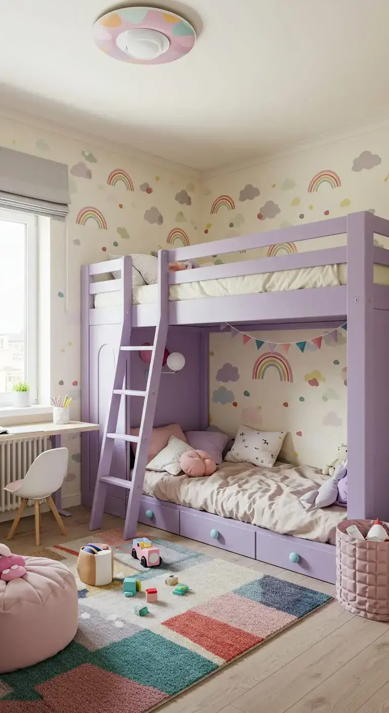 21 Toddler Girl Bedroom Ideas Small & Stylish 10 7. Go Vertical with a Lofted Bed