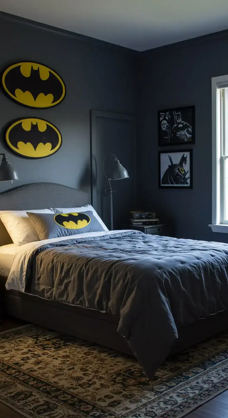 21 Batman Bedroom Ideas to Make Any Room Super Cool 9 7. Heroic Color Schemes