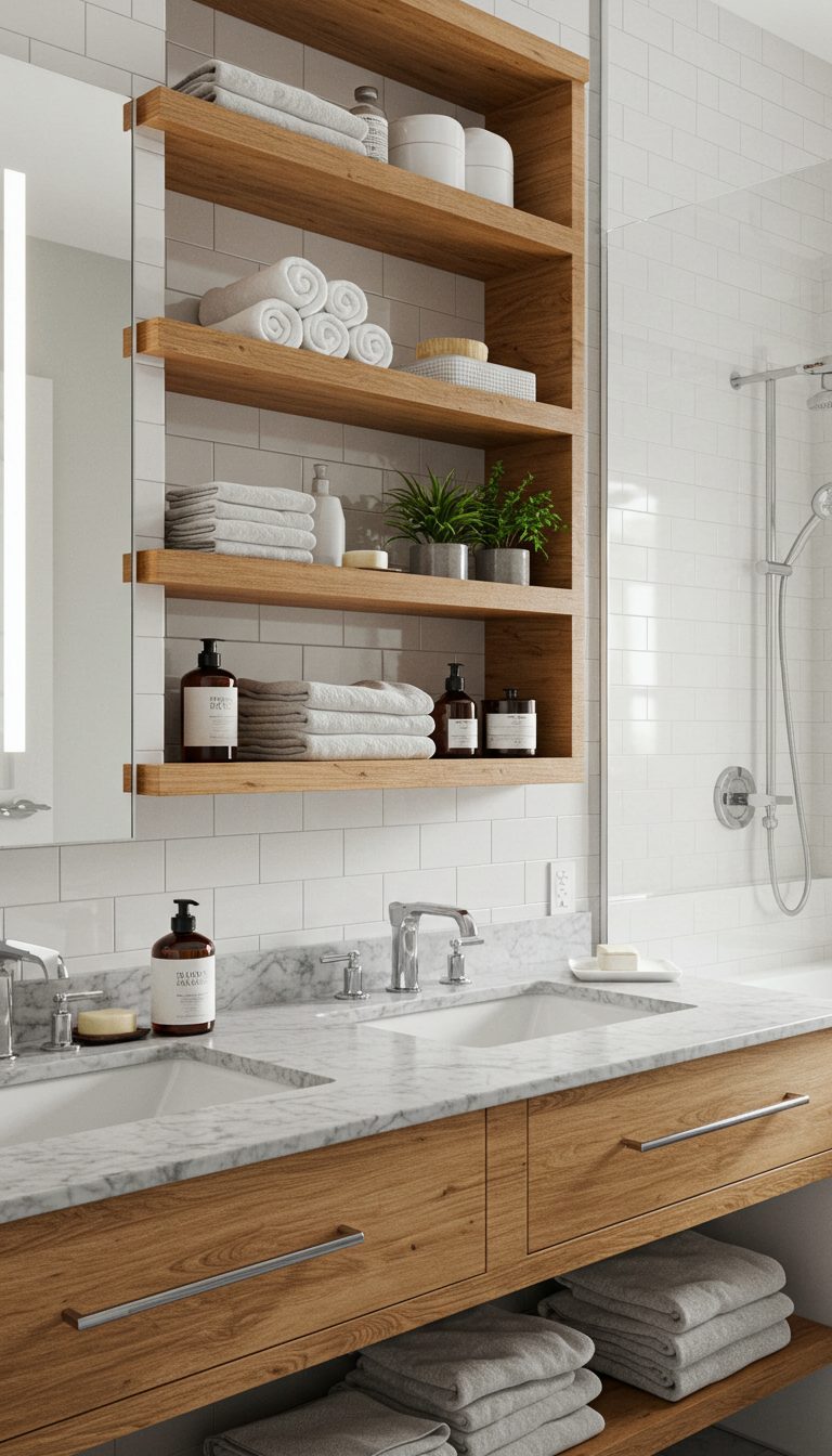 15 Bathroom Remodel Ideas That Transform Your Bathroom 9 Incorporate Open Shelving