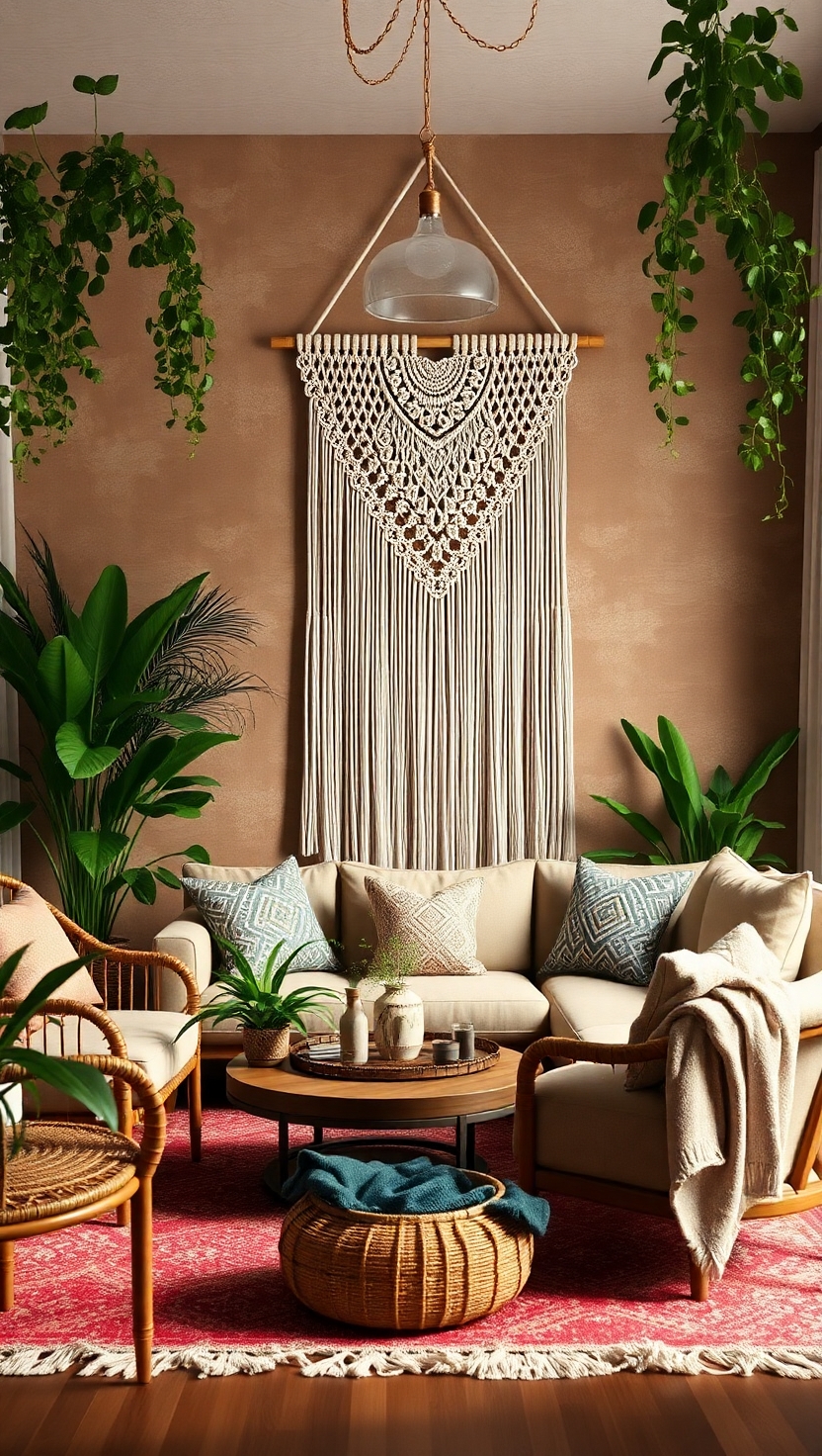 25 Boho Living Room Ideas to Transform Your Space 8 Macrame Wall Hangings
