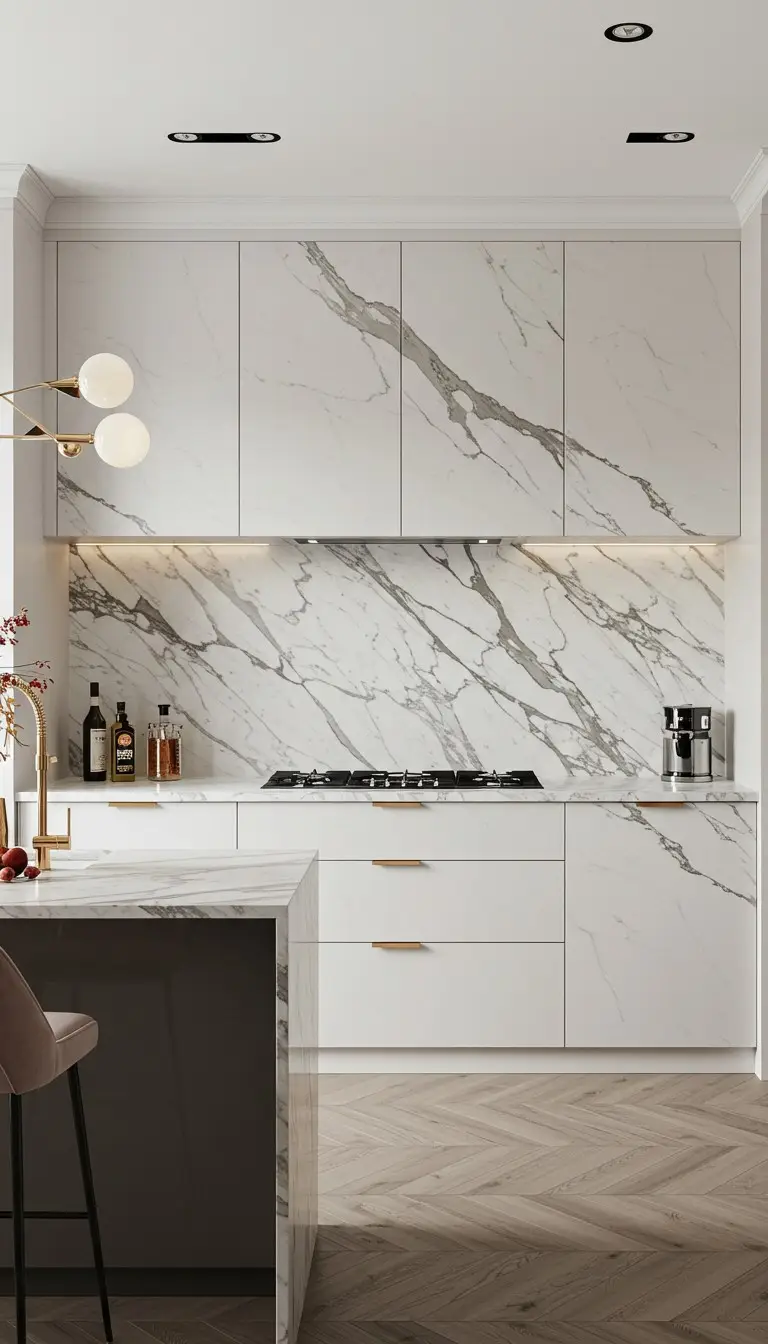 13 Fancy Kitchen Design Ideas That Wow Your Guests 9 7. Marble Backsplash for Elegance