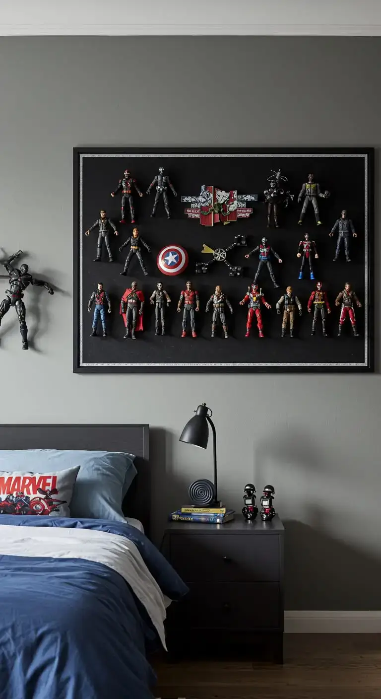 15 Cool Marvel Bedroom Ideas for Boys’ Spaces 9 7. Marvel Action Figure Display
