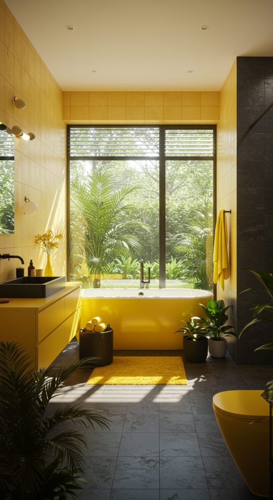 17+ Bright and Stylish Yellow Bathroom Ideas 7 Nature-Inspired Yellow Bathroom Themes