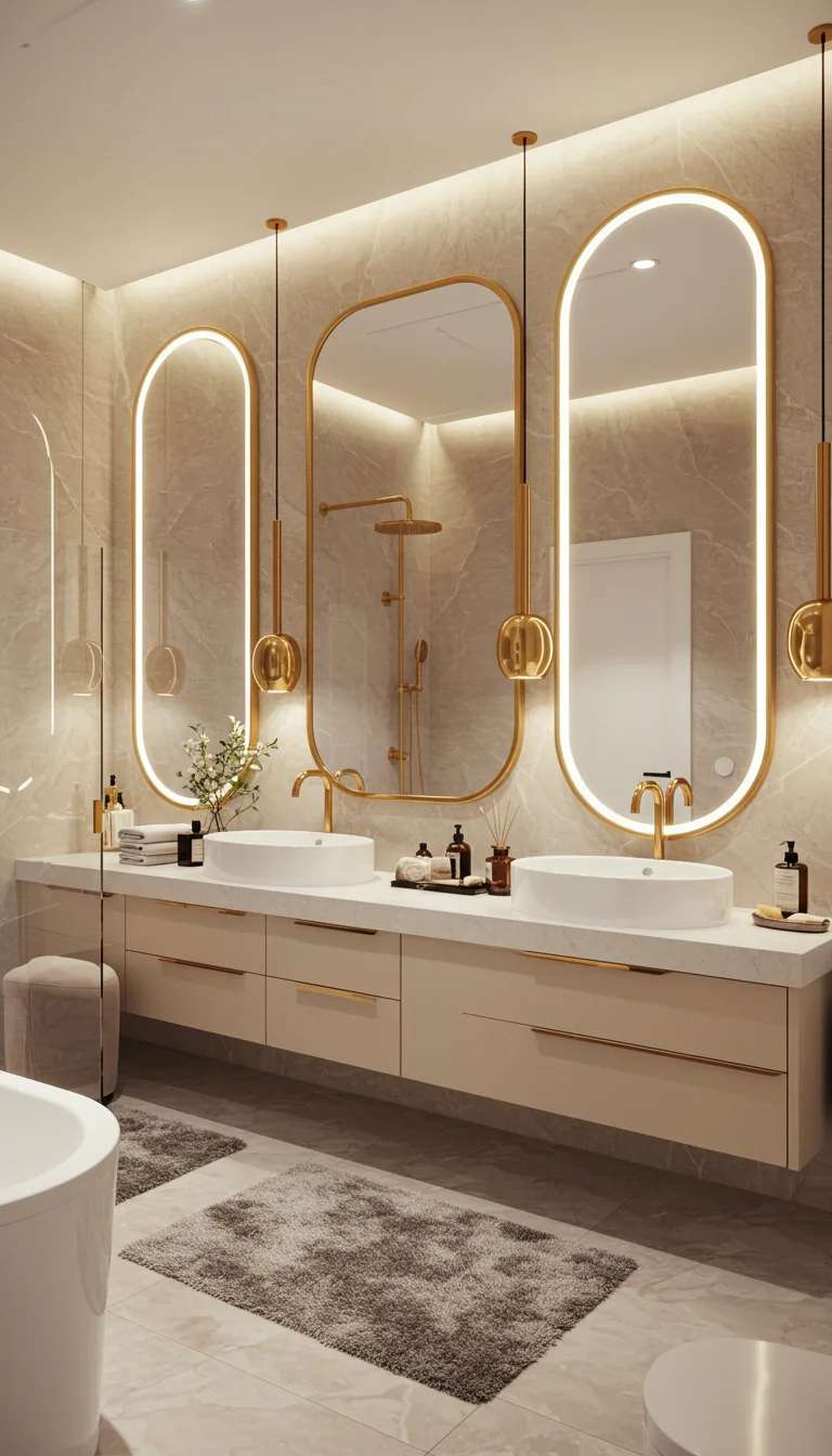 15 Simple + Chic Bathroom Design Interior Ideas 9 7. Statement Mirrors