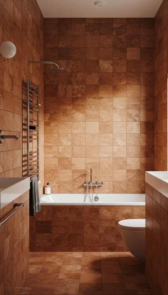 9 Stunning Bathroom Tile Ideas for a Stylish Makeover 7 7. Terracotta Tiles for Warmth