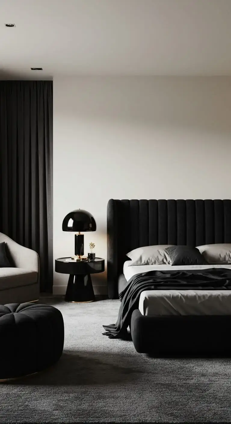 19 Modern Italian Bedrooms for a Stylish and Elegant Home 10 8. A Touch of Black for a Bold Statement